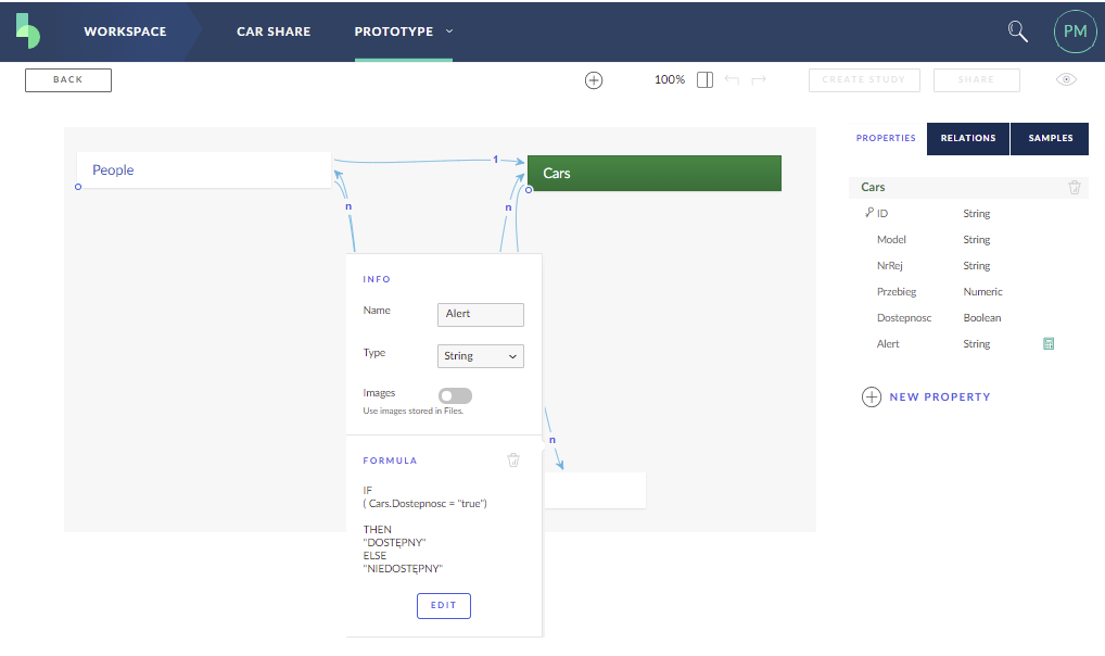 Tworzenie formuł w aplikacji fiori